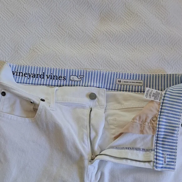 Vineyard Vines Womens White Stretch Denim Crop Flare Jeans Raw Hem S-10 - Picture 8 of 10